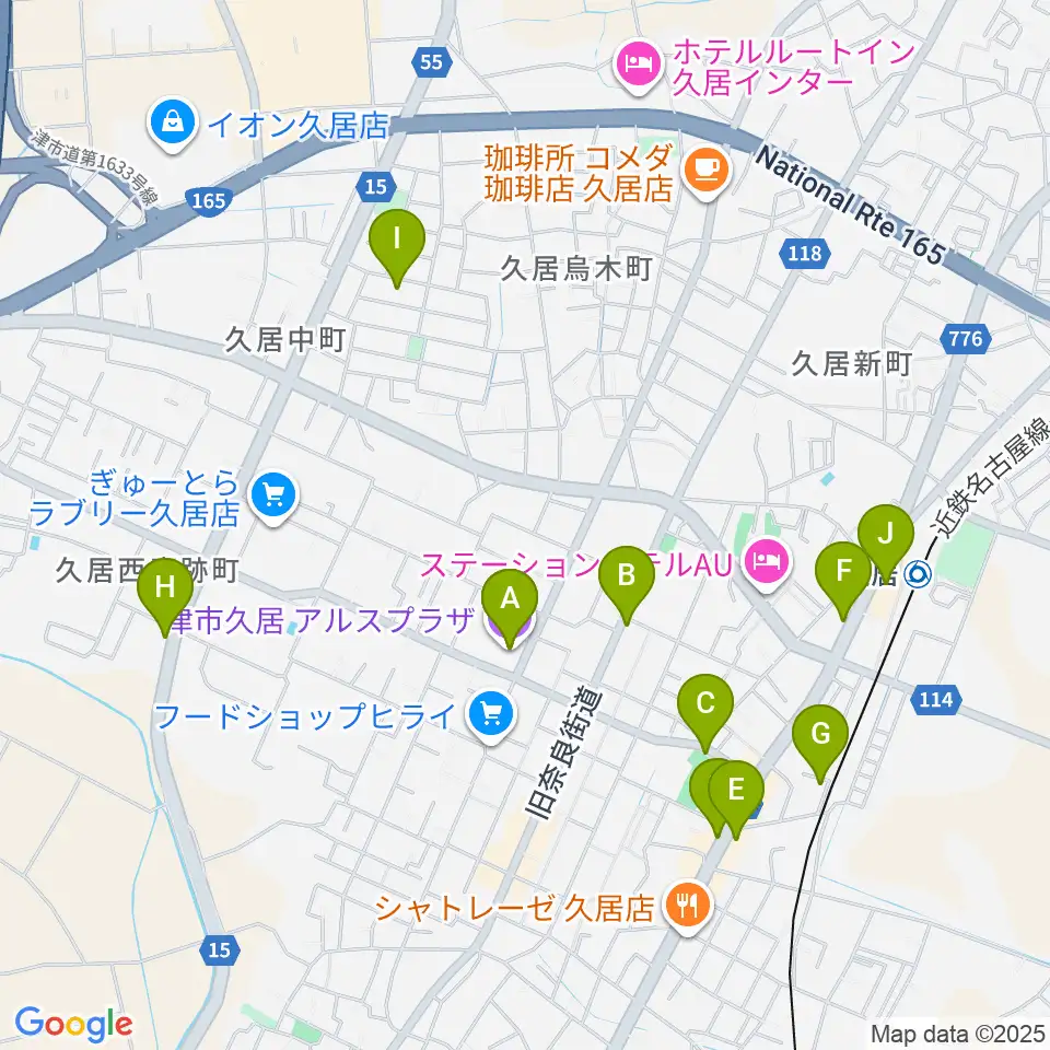 津市久居アルスプラザ周辺のカフェ一覧地図