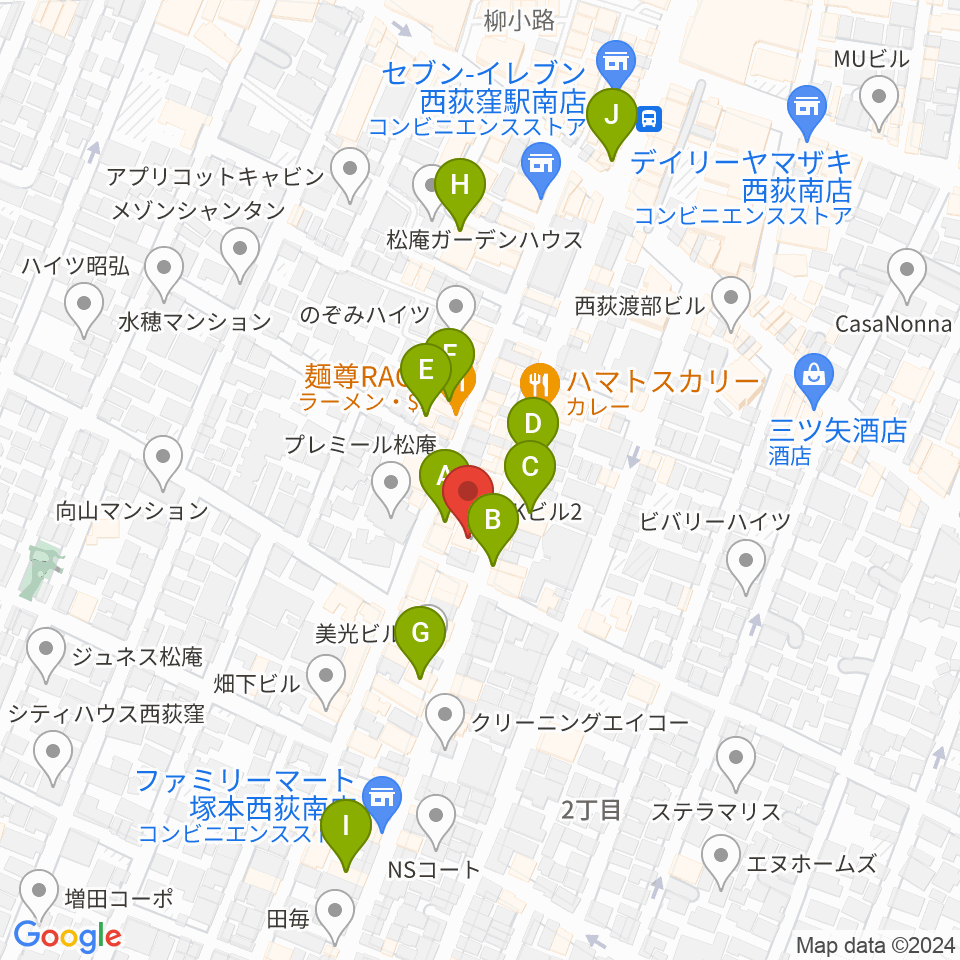 ビッグメイドミュージック周辺のカフェ一覧地図