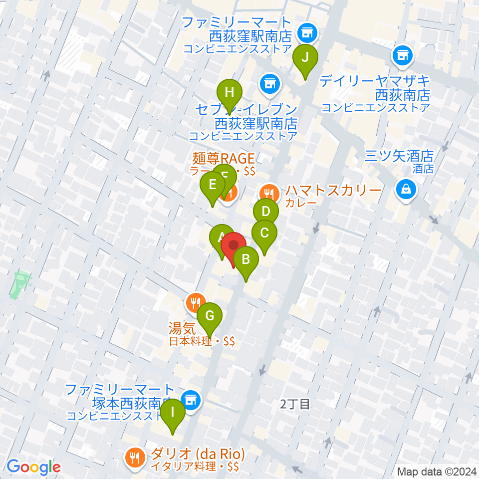 ビッグメイドミュージック周辺のカフェ一覧地図