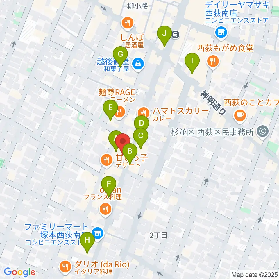 ビッグメイドミュージック周辺のカフェ一覧地図