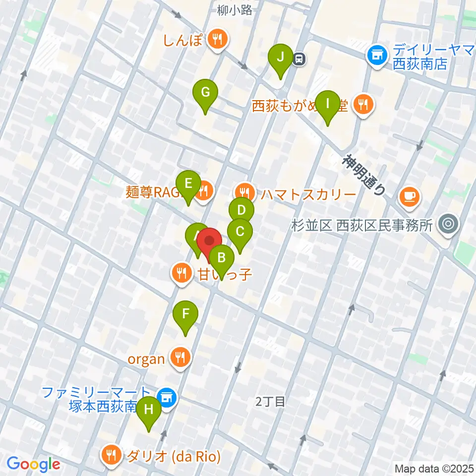 ビッグメイドミュージック周辺のカフェ一覧地図