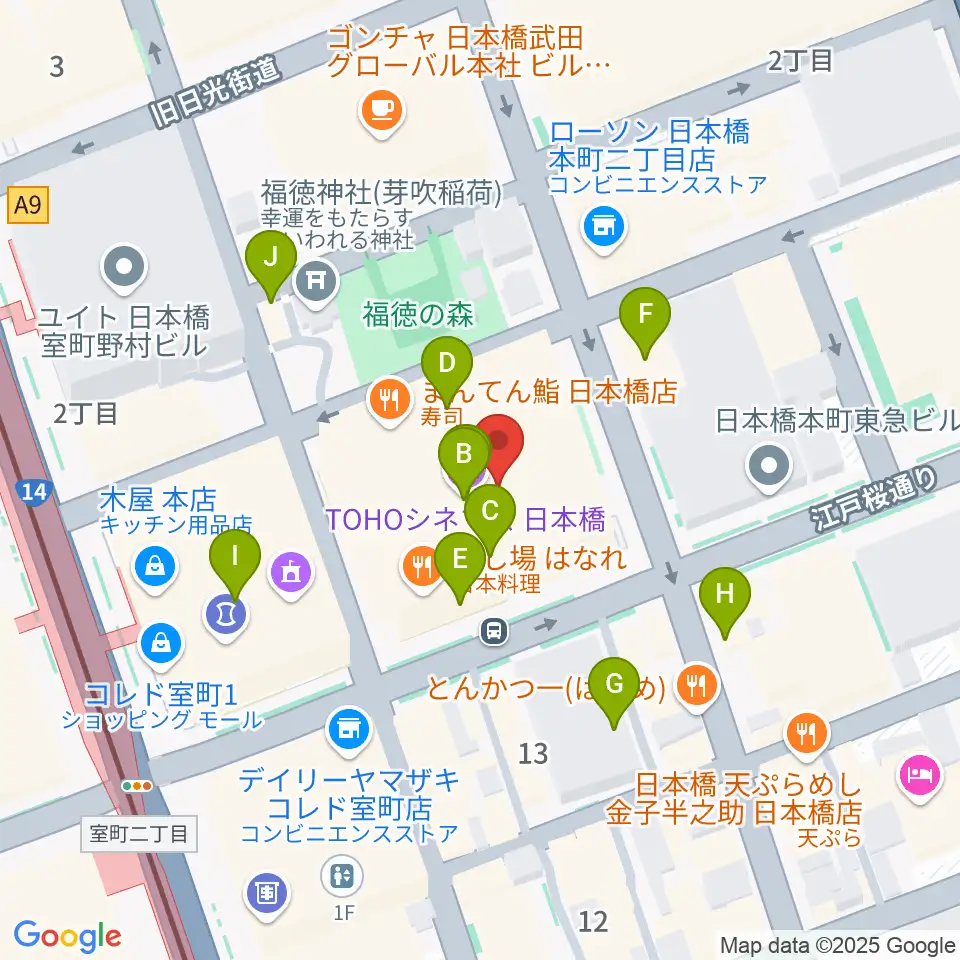 TOHOシネマズ日本橋周辺のカフェ一覧地図