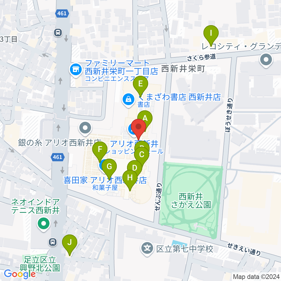 TOHOシネマズ西新井周辺のカフェ一覧地図