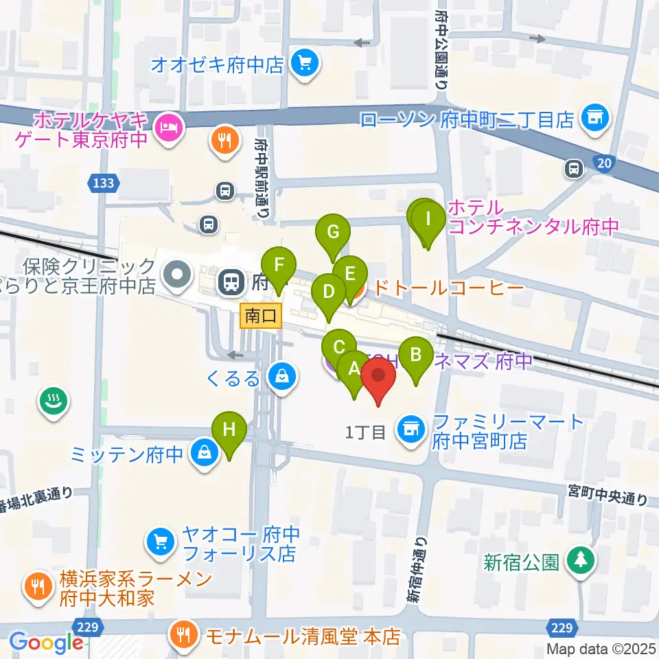 TOHOシネマズ府中周辺のカフェ一覧地図