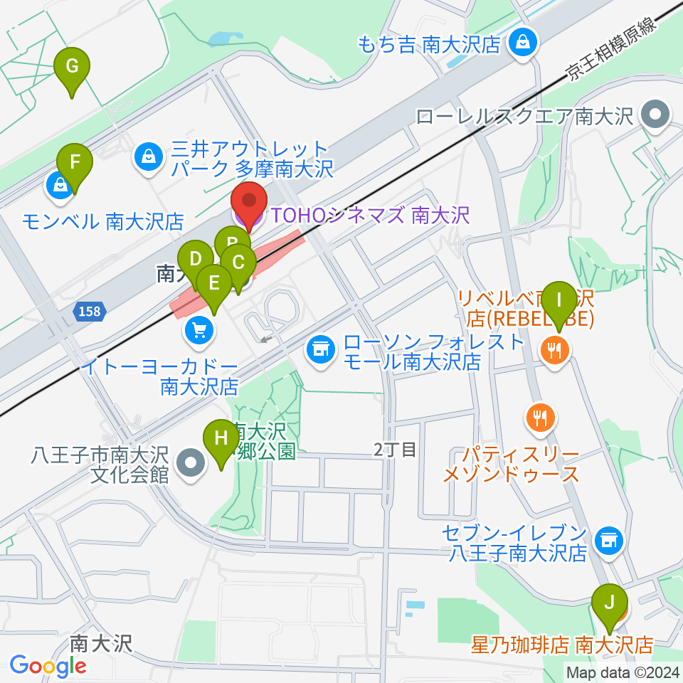 TOHOシネマズ南大沢周辺のカフェ一覧地図