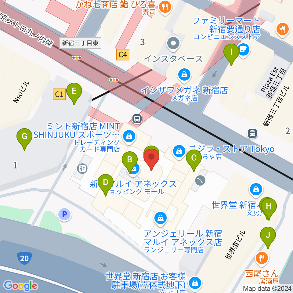 新宿バルト9周辺のカフェ一覧地図