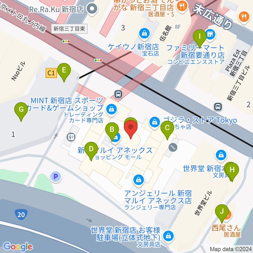 新宿バルト9周辺のカフェ一覧地図