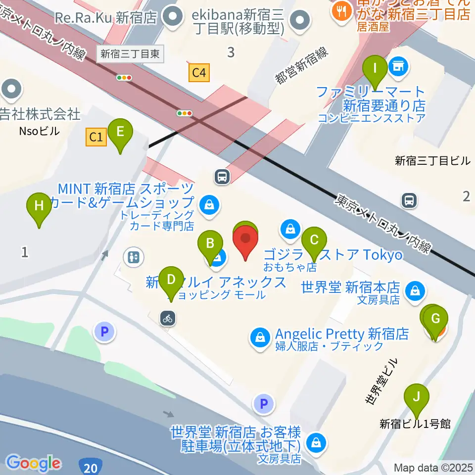 新宿バルト9周辺のカフェ一覧地図