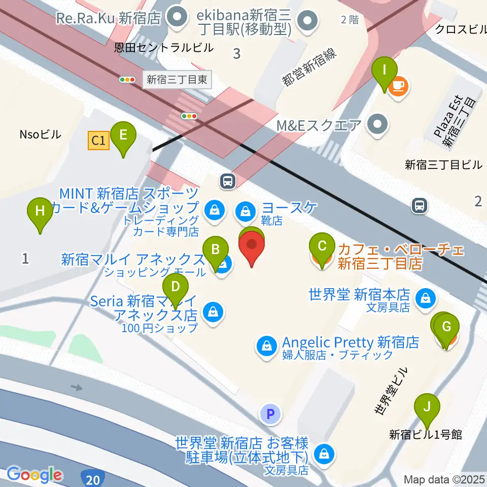 新宿バルト9周辺のカフェ一覧地図