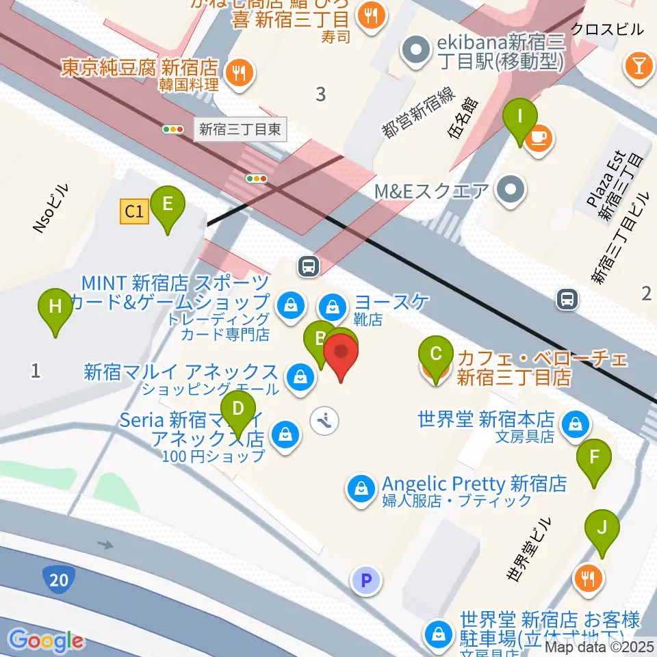 新宿バルト9周辺のカフェ一覧地図