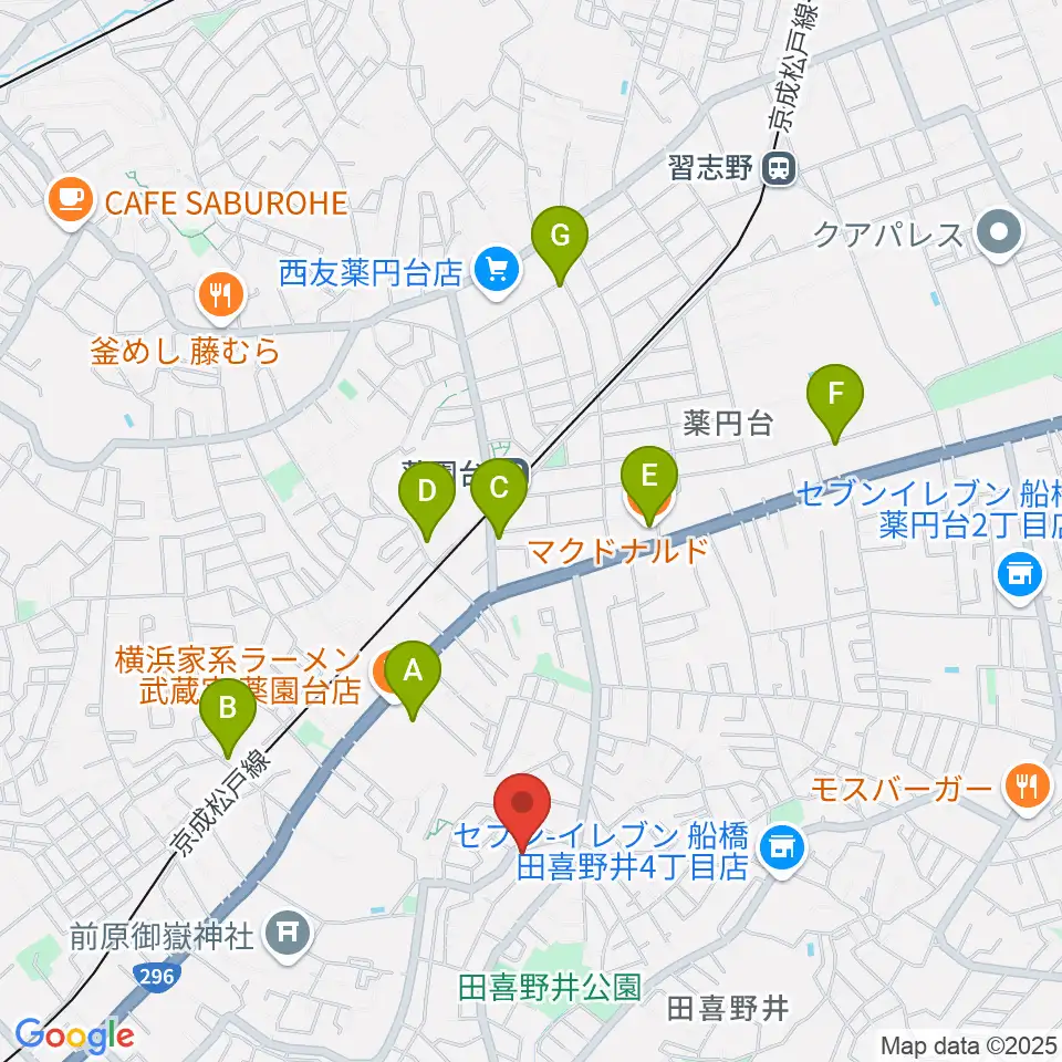 船橋スタジオネスト周辺のカフェ一覧地図