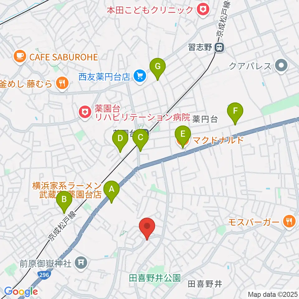 船橋スタジオネスト周辺のカフェ一覧地図