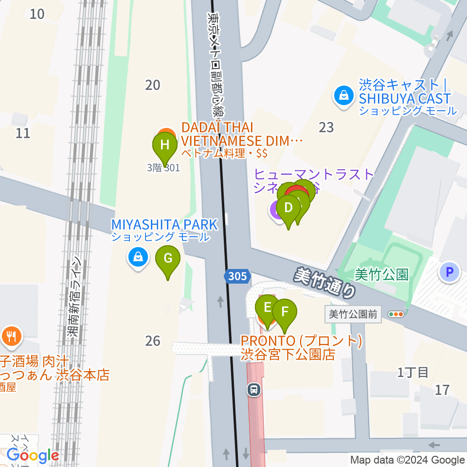 ヒューマントラストシネマ渋谷周辺のカフェ一覧地図