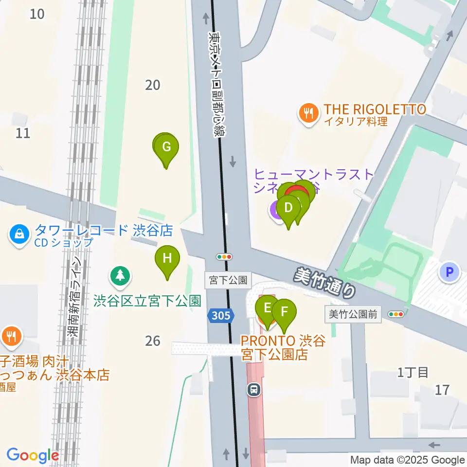ヒューマントラストシネマ渋谷周辺のカフェ一覧地図