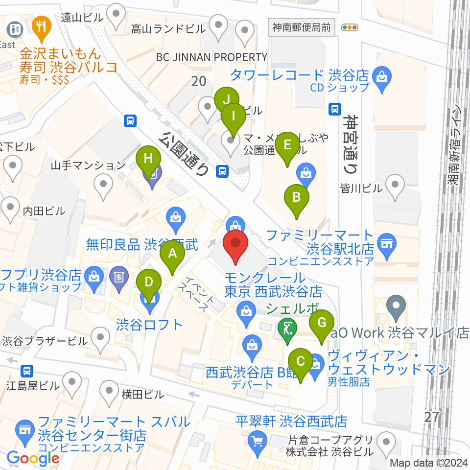 渋谷HUMAXシネマ周辺のカフェ一覧地図