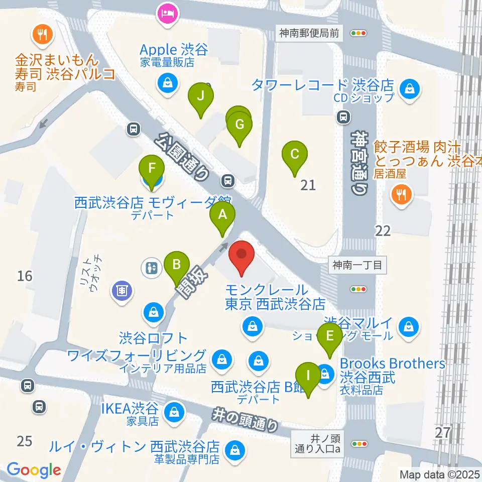 渋谷HUMAXシネマ周辺のカフェ一覧地図