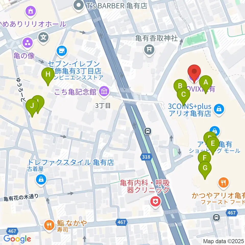 MOVIX亀有周辺のカフェ一覧地図