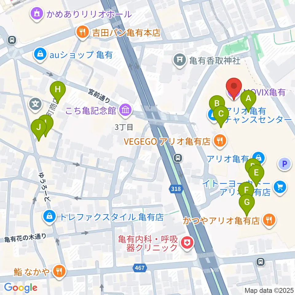 MOVIX亀有周辺のカフェ一覧地図