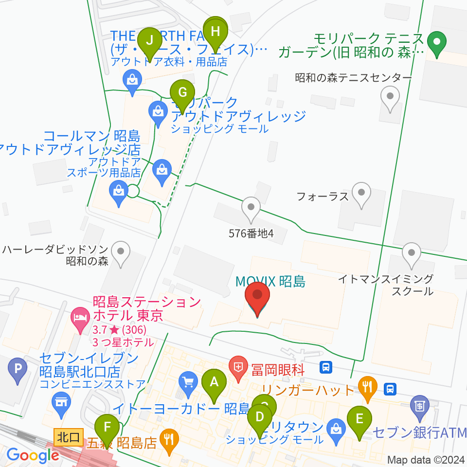 MOVIX昭島周辺のカフェ一覧地図