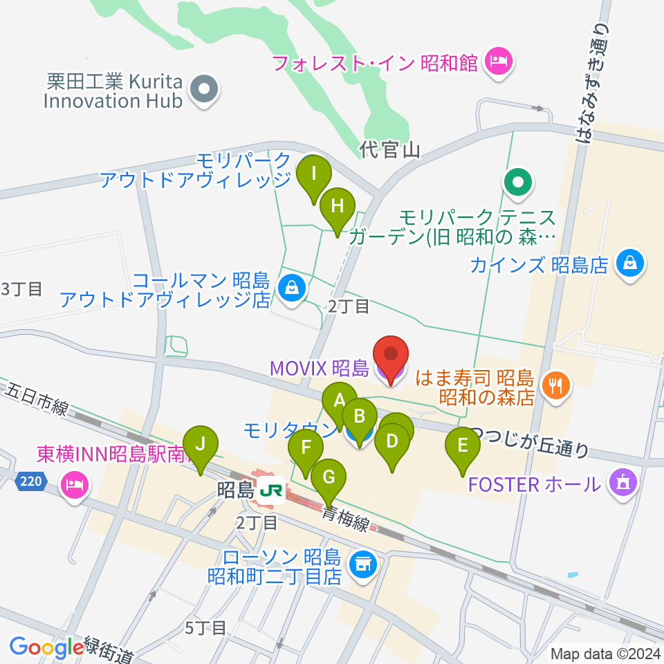 MOVIX昭島周辺のカフェ一覧地図