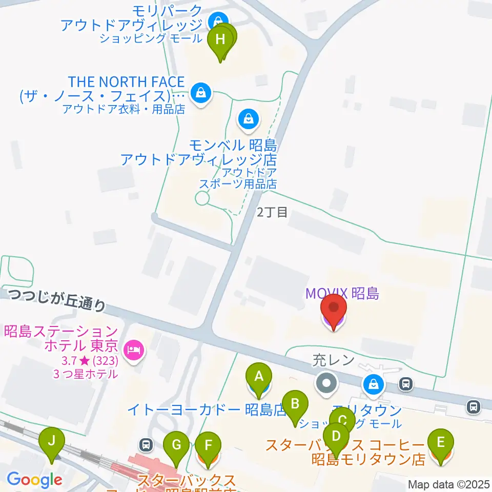 MOVIX昭島周辺のカフェ一覧地図