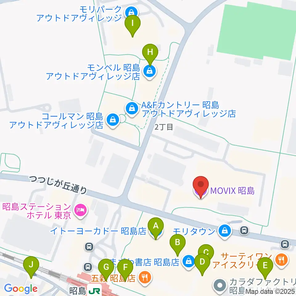 MOVIX昭島周辺のカフェ一覧地図