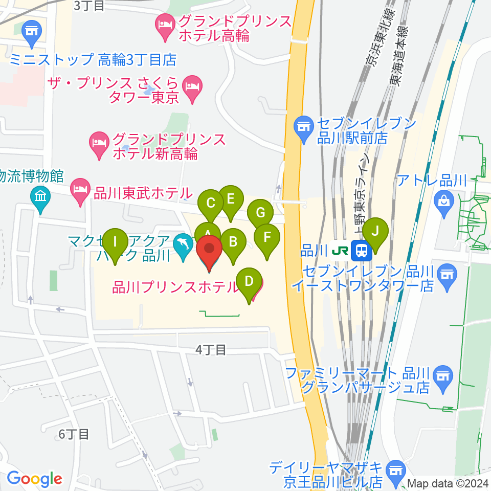 T・ジョイPRINCE品川周辺のカフェ一覧地図