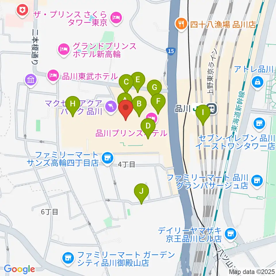 T・ジョイPRINCE品川周辺のカフェ一覧地図