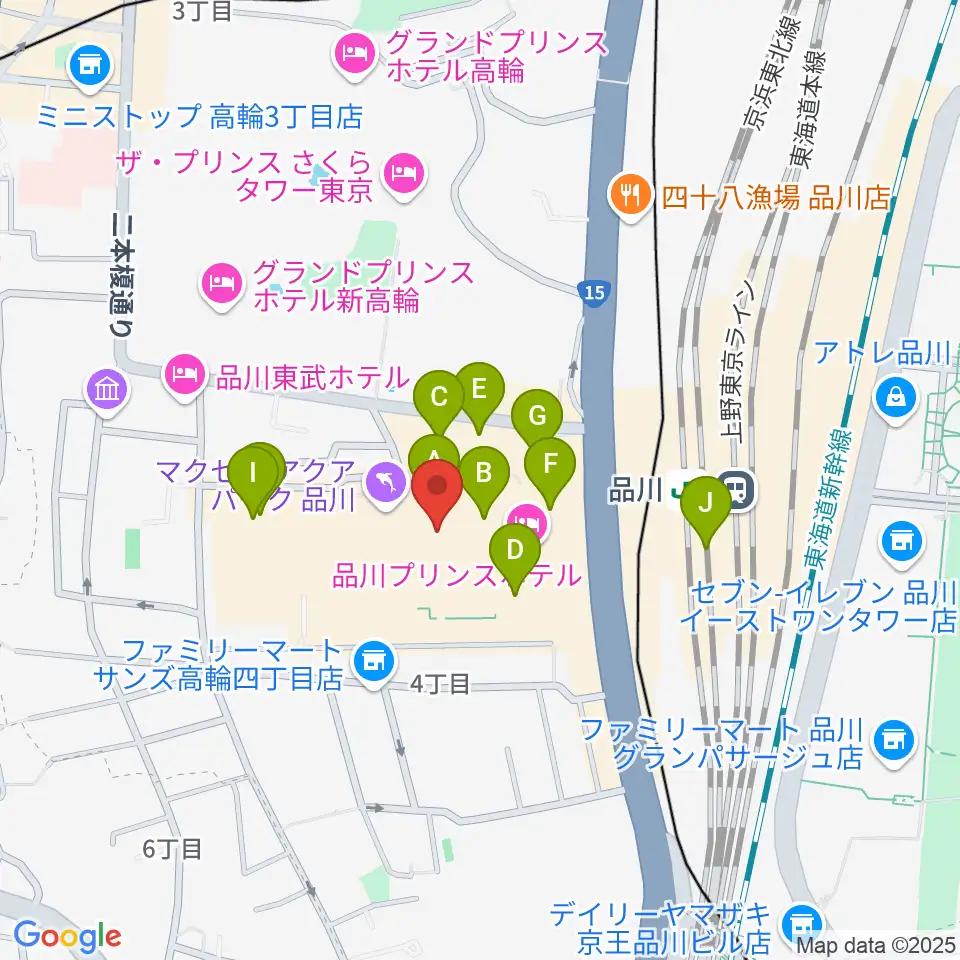 T・ジョイPRINCE品川周辺のカフェ一覧地図
