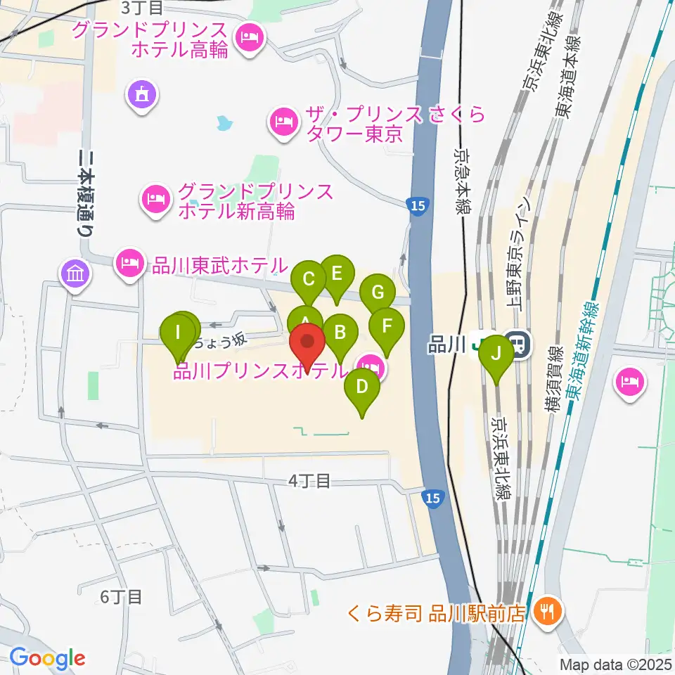 T・ジョイPRINCE品川周辺のカフェ一覧地図