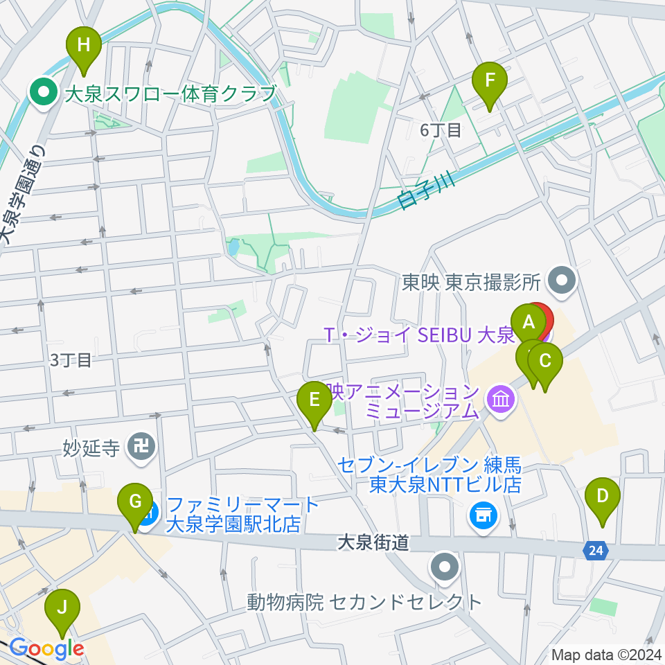 T・ジョイSEIBU大泉周辺のカフェ一覧地図