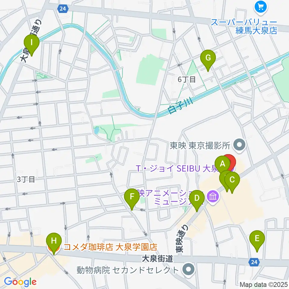 T・ジョイSEIBU大泉周辺のカフェ一覧地図