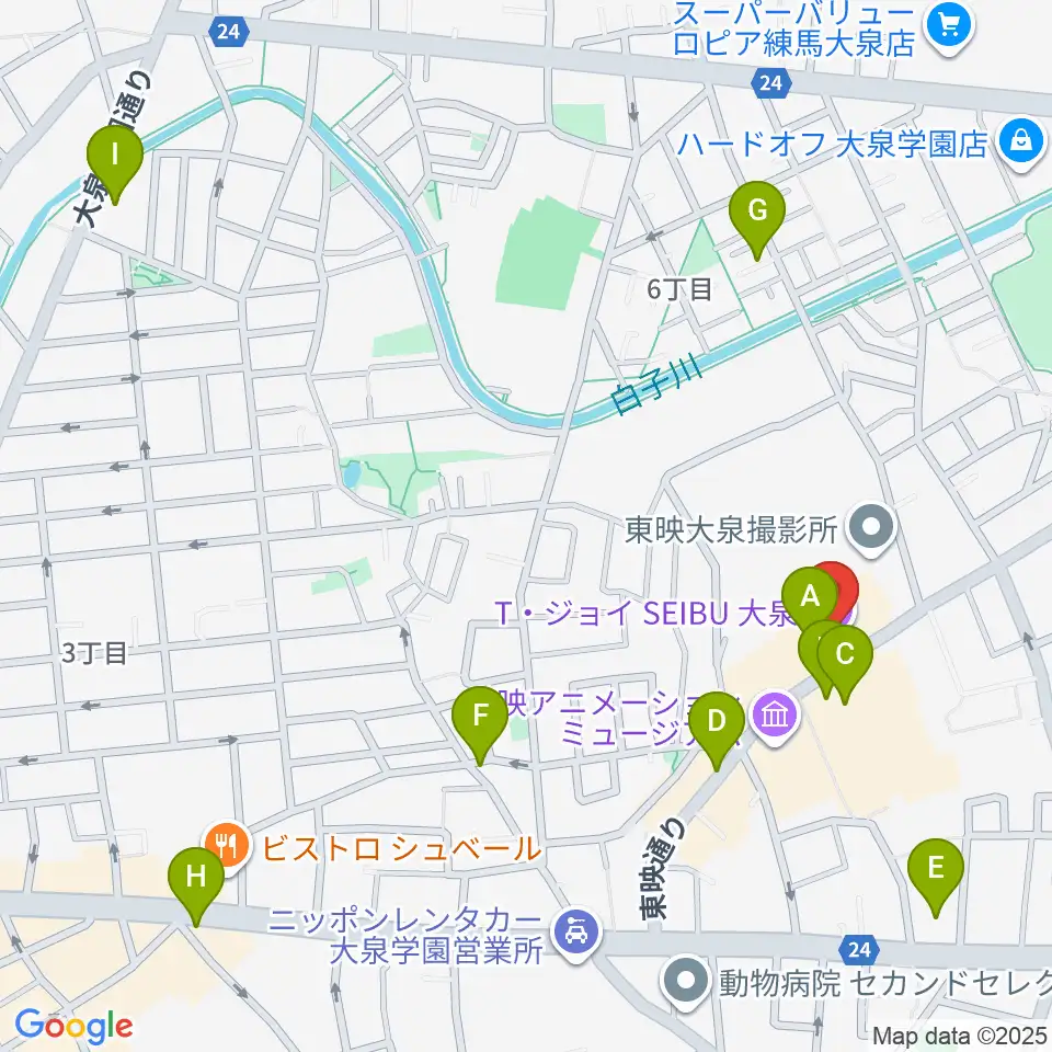 T・ジョイSEIBU大泉周辺のカフェ一覧地図