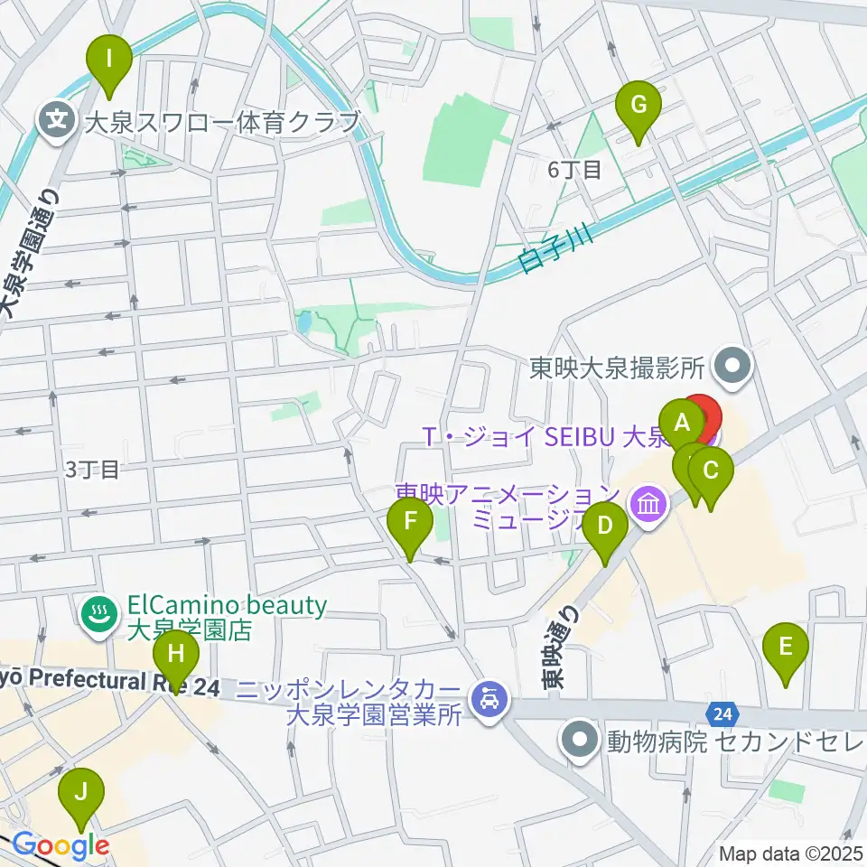 T・ジョイSEIBU大泉周辺のカフェ一覧地図