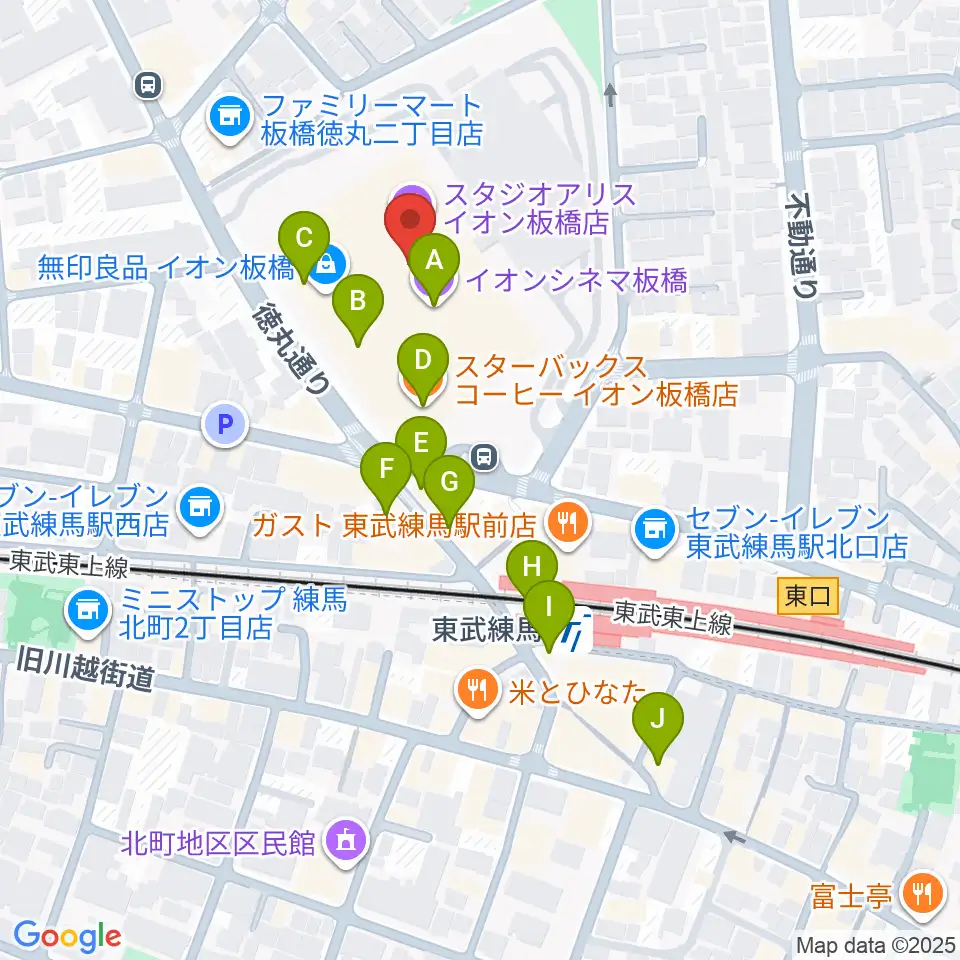 イオンシネマ板橋周辺のカフェ一覧地図