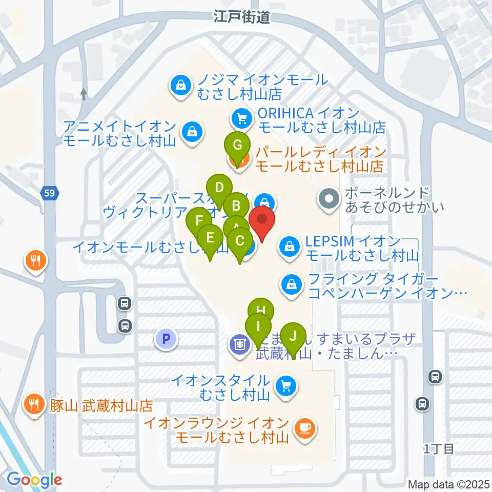 イオンシネマむさし村山周辺のカフェ一覧地図