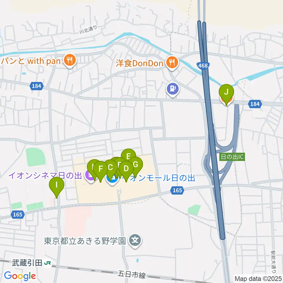 イオンシネマ日の出周辺のカフェ一覧地図