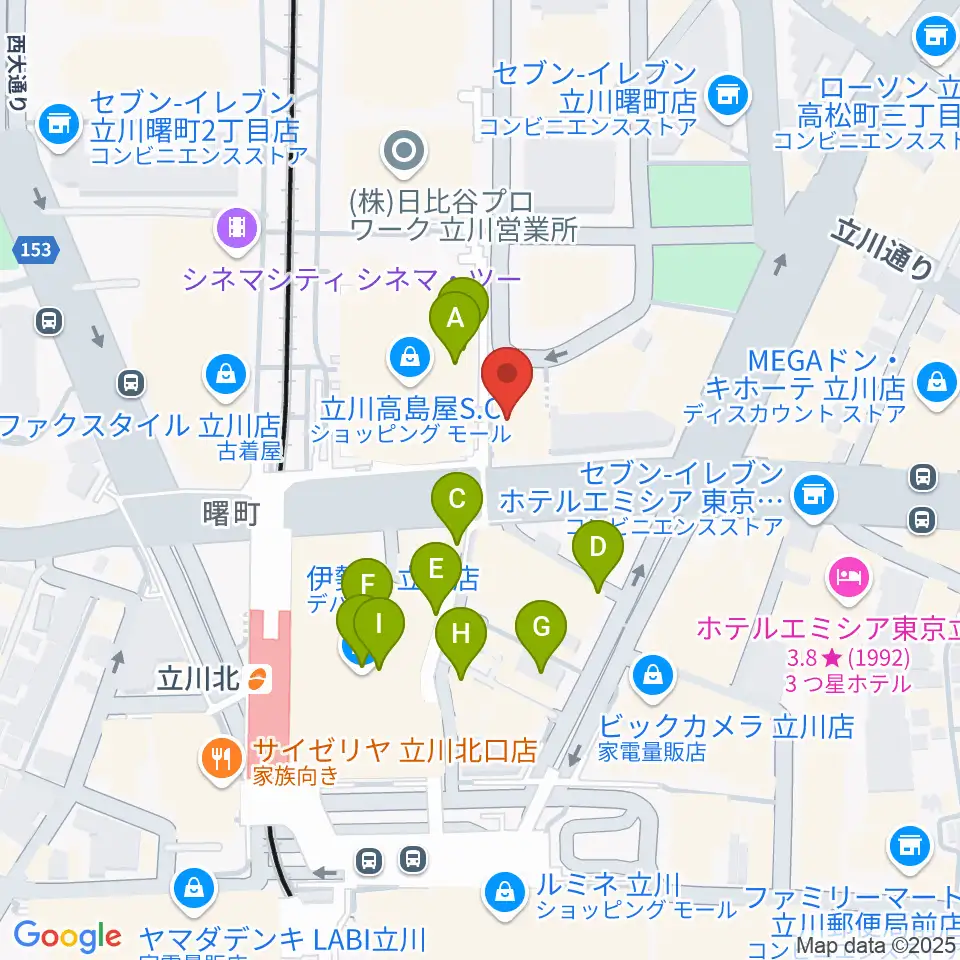 立川シネマシティ シネマ・ワン周辺のカフェ一覧地図