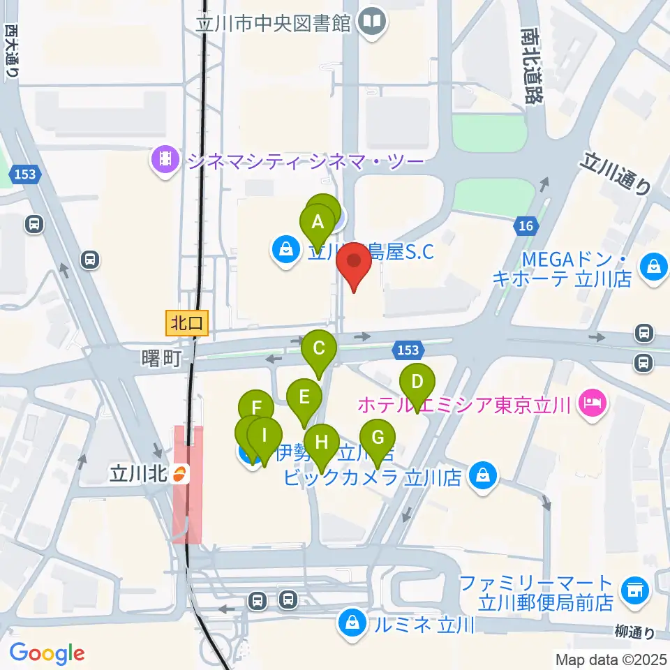 立川シネマシティ シネマ・ワン周辺のカフェ一覧地図
