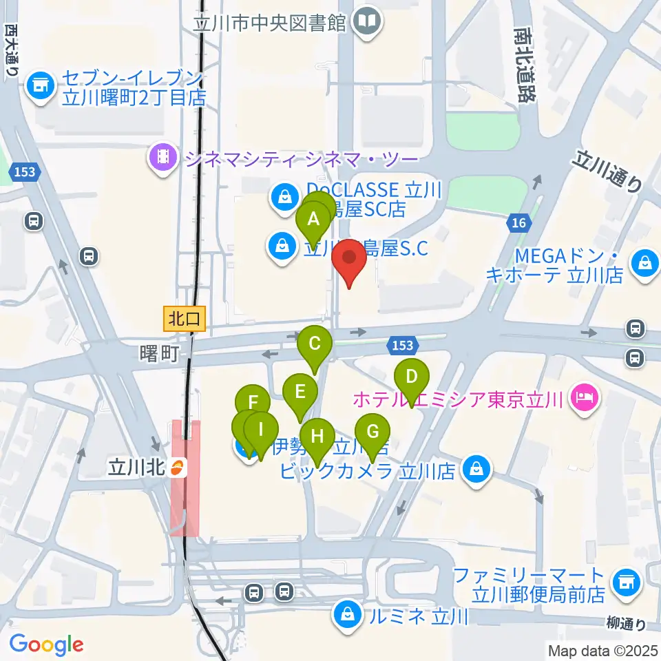 立川シネマシティ シネマ・ワン周辺のカフェ一覧地図