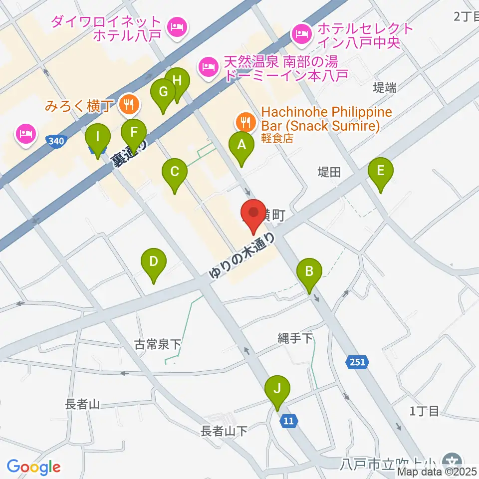 八戸フォーミー周辺のカフェ一覧地図