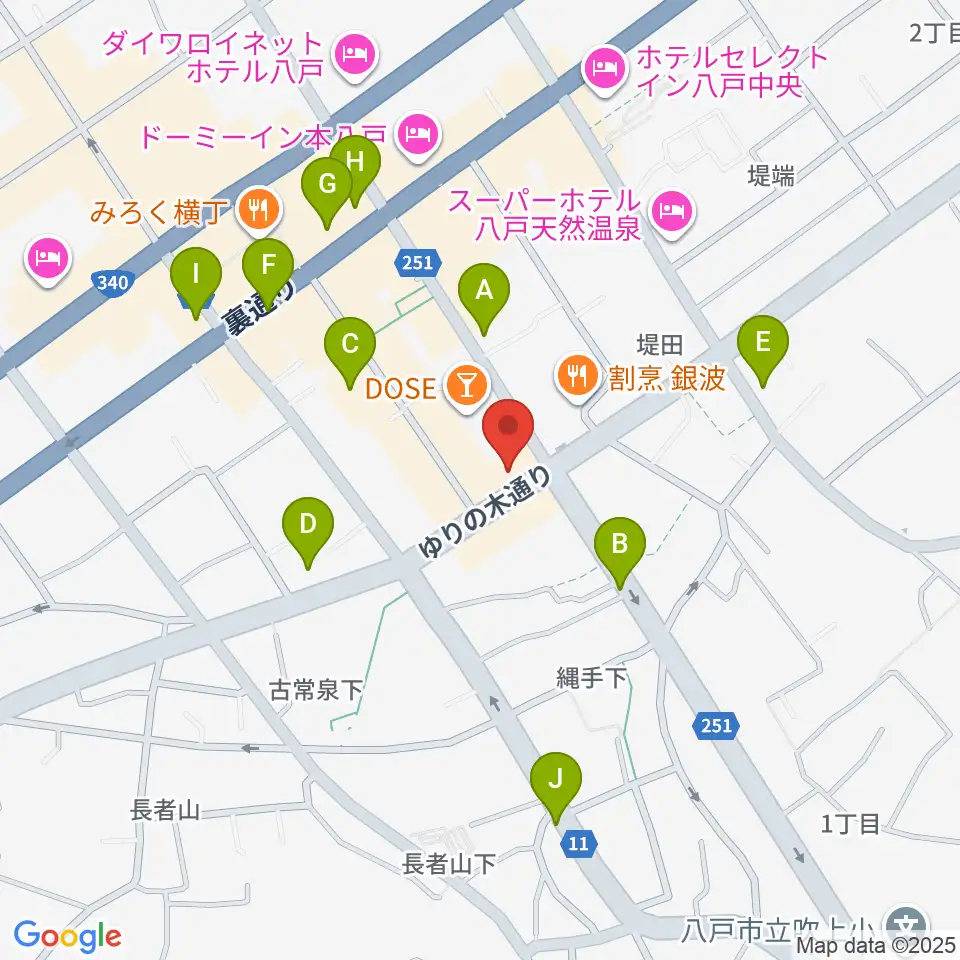 八戸フォーミー周辺のカフェ一覧地図