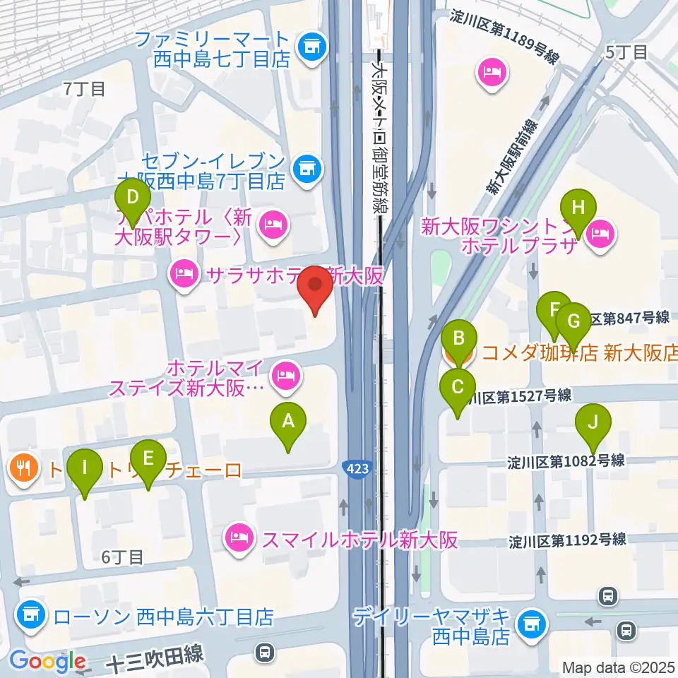 Studio CATWALK周辺のカフェ一覧地図