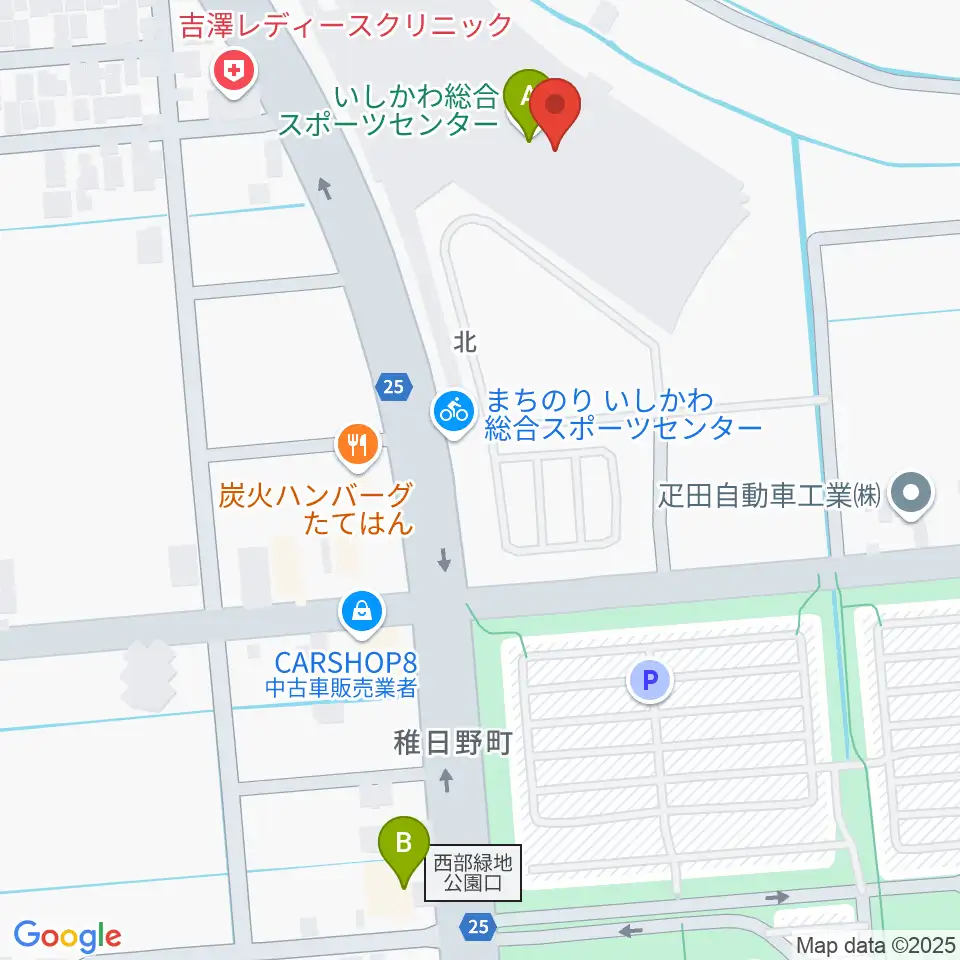 いしかわ総合スポーツセンター周辺のカフェ一覧地図