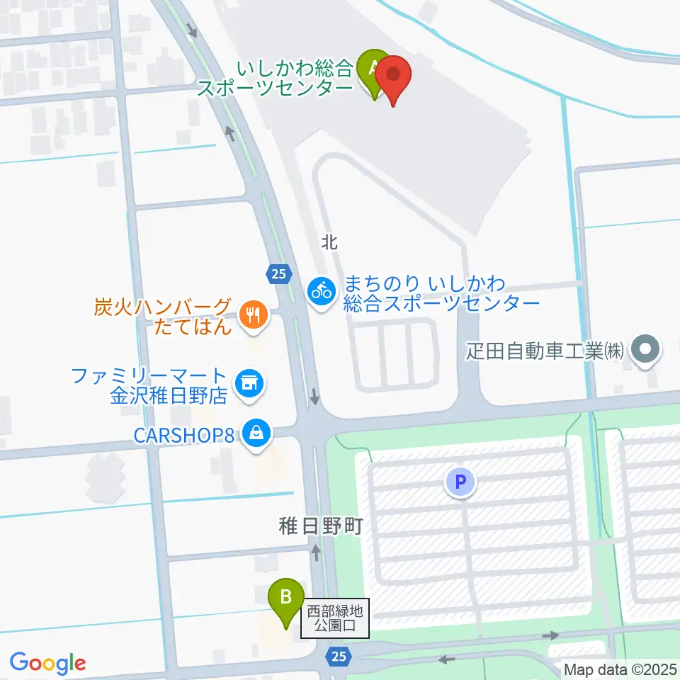 いしかわ総合スポーツセンター周辺のカフェ一覧地図