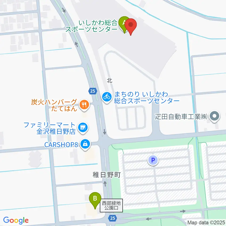 いしかわ総合スポーツセンター周辺のカフェ一覧地図