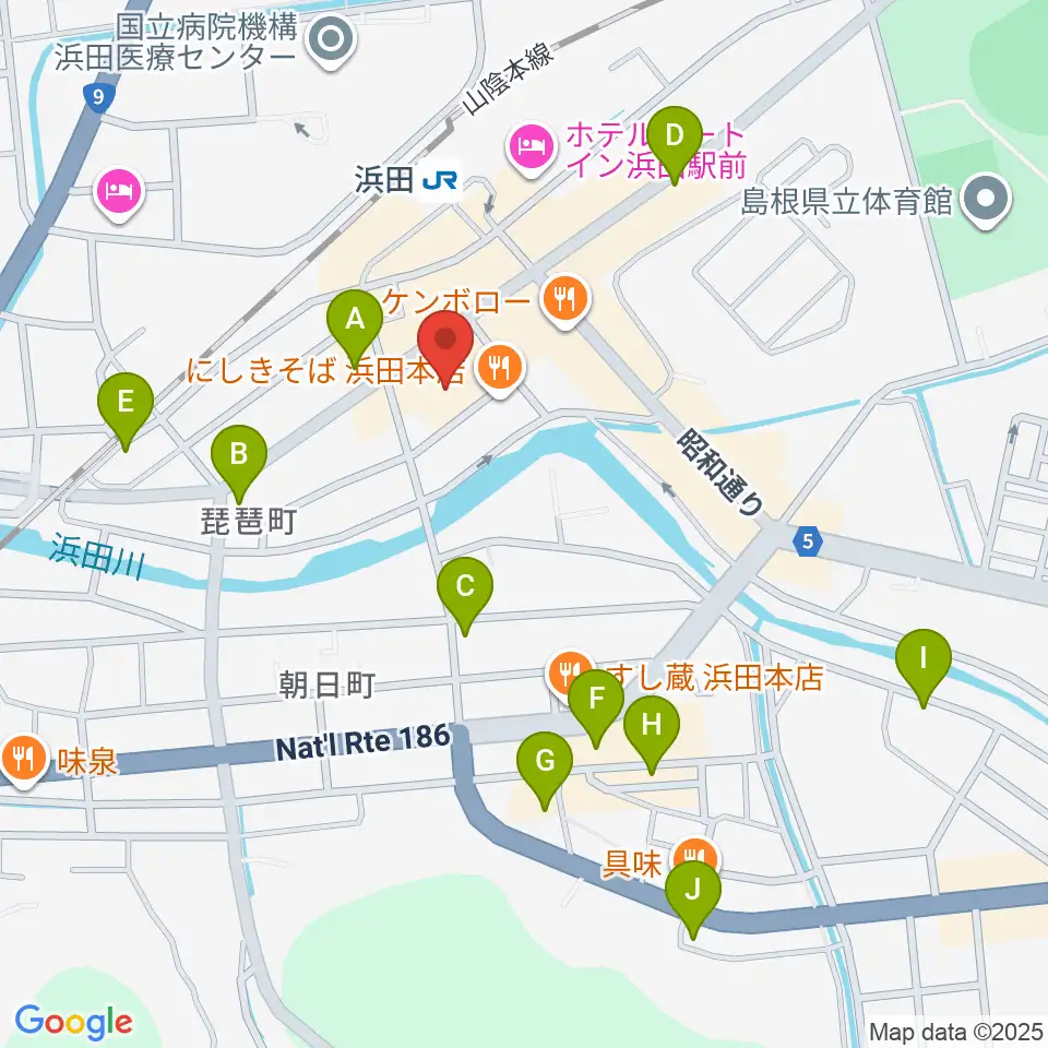 石央文化ホール周辺のカフェ一覧地図