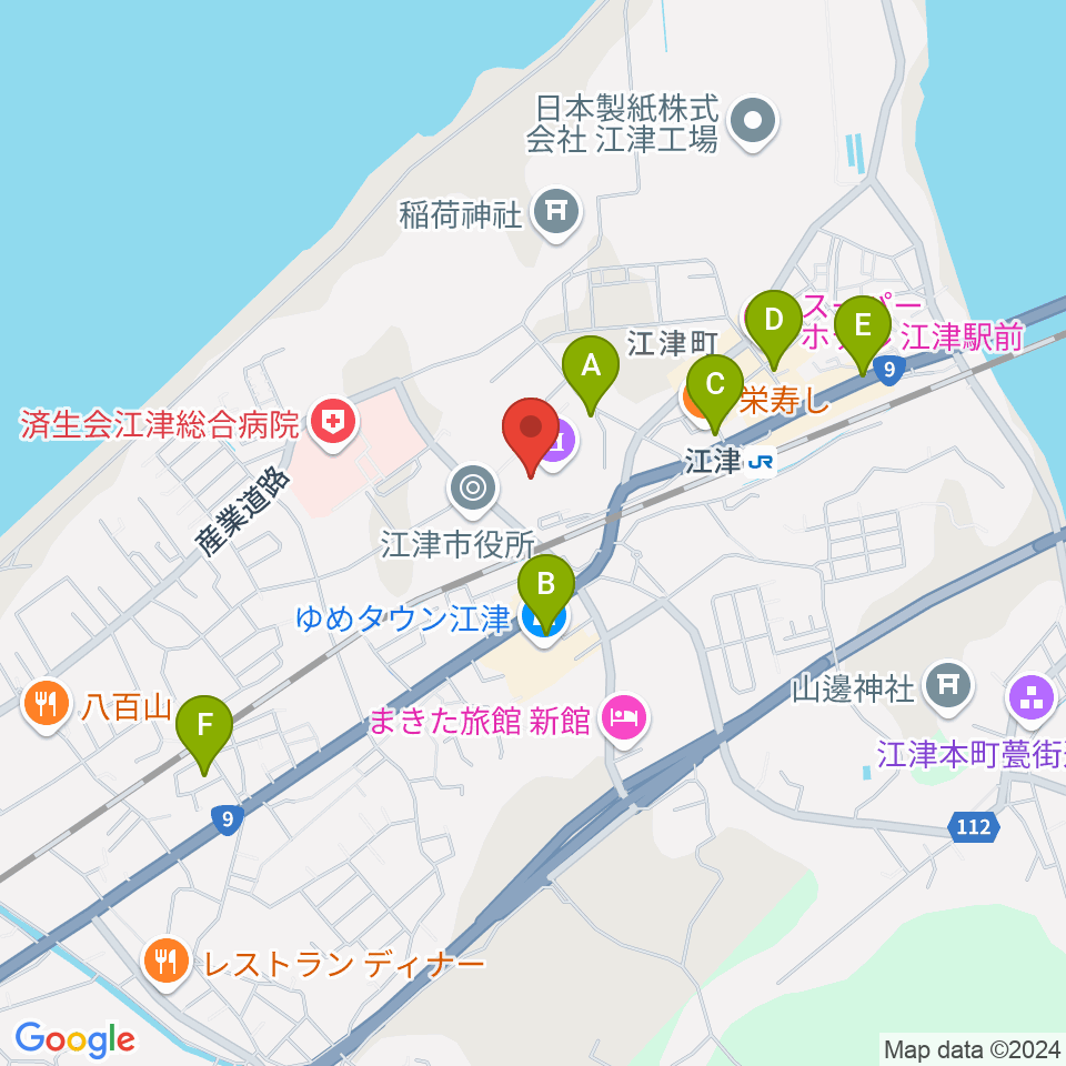 江津市総合市民センター周辺のカフェ一覧地図