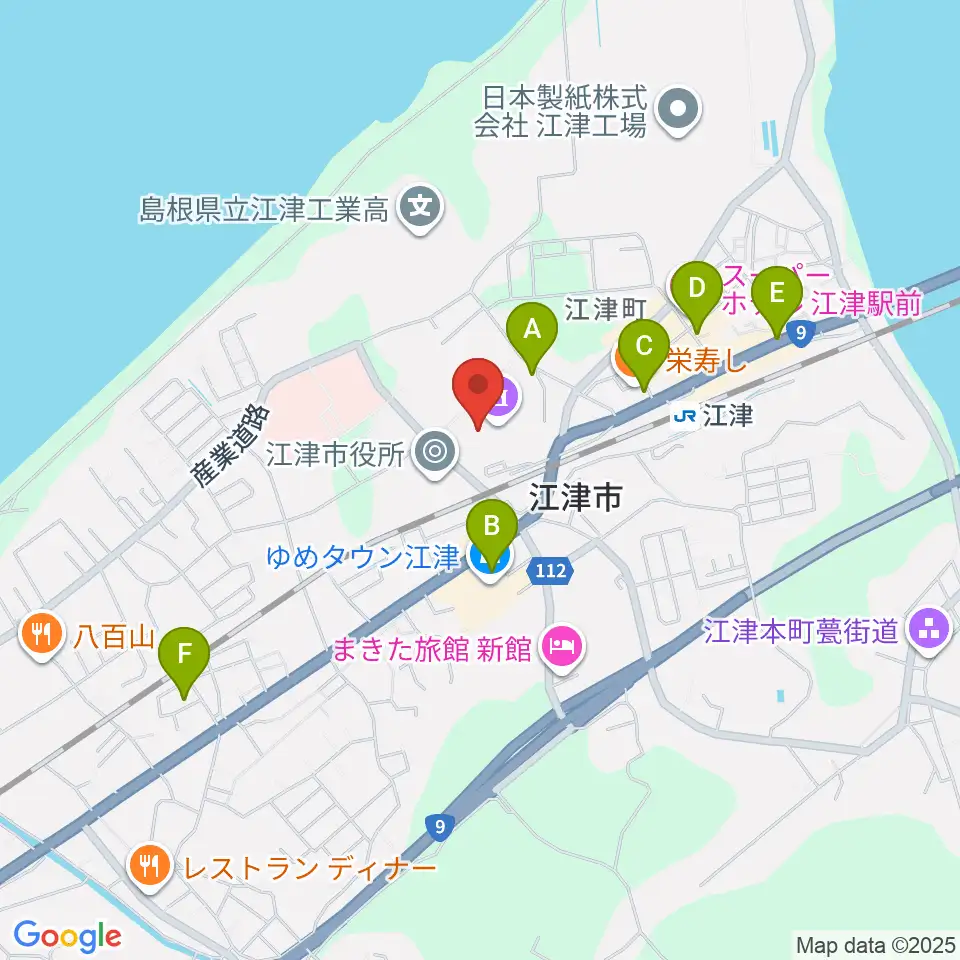 江津市総合市民センター周辺のカフェ一覧地図