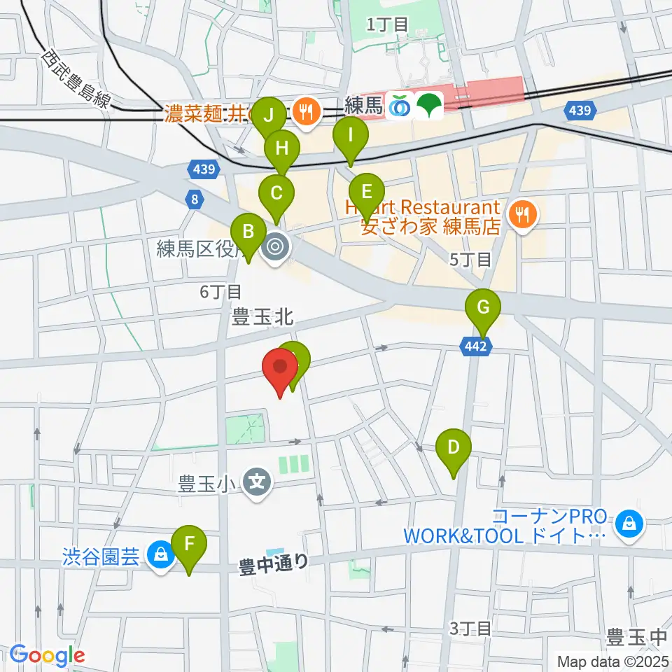 練馬区立生涯学習センター周辺のカフェ一覧地図